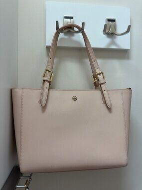 Tory Burch Blush Leather Double-Handle Tote